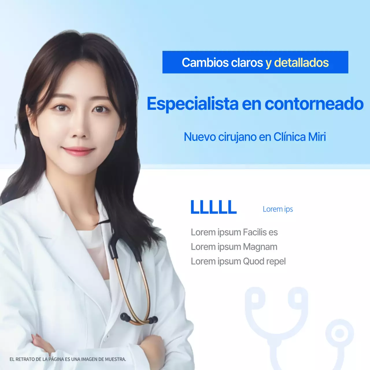 Un anuncio de tratamiento de belleza tropical veraniego en azul claro.