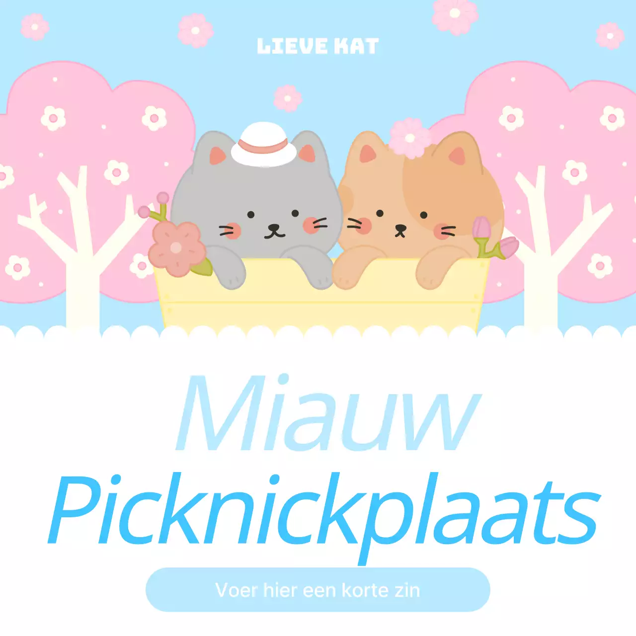 Schattig katten notitieblokje in lichtblauw en roze