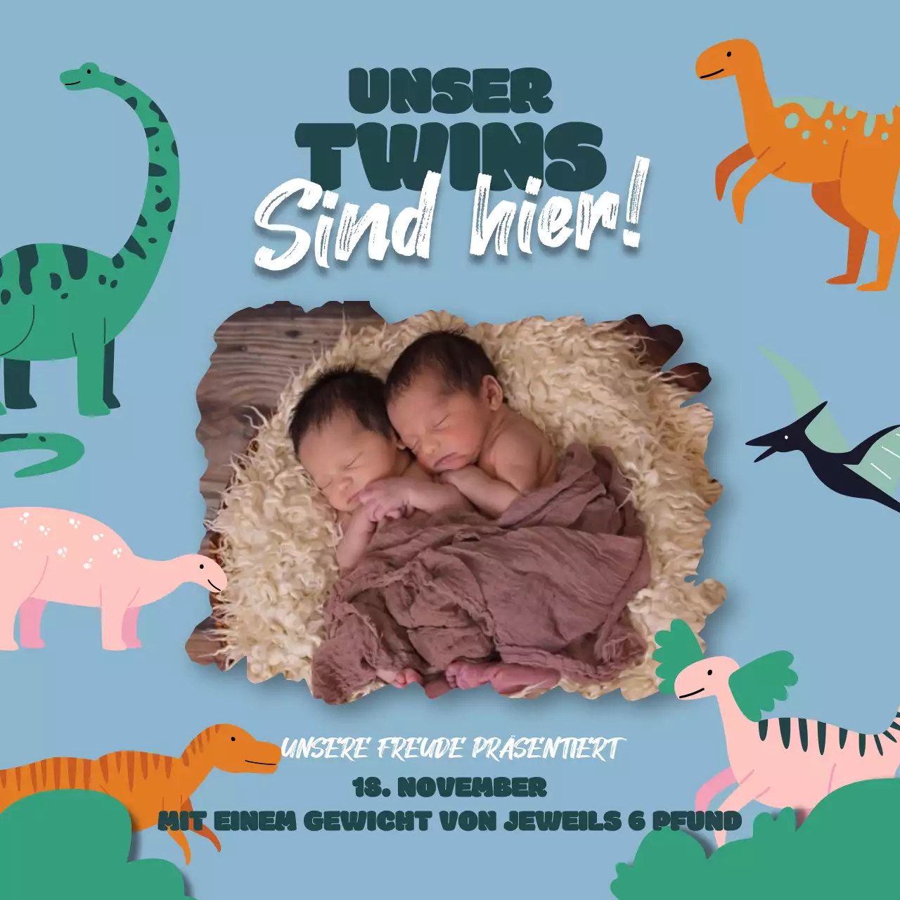 Mint Verspielt Zwillinge Baby Dusche Ankunft Ankündigung