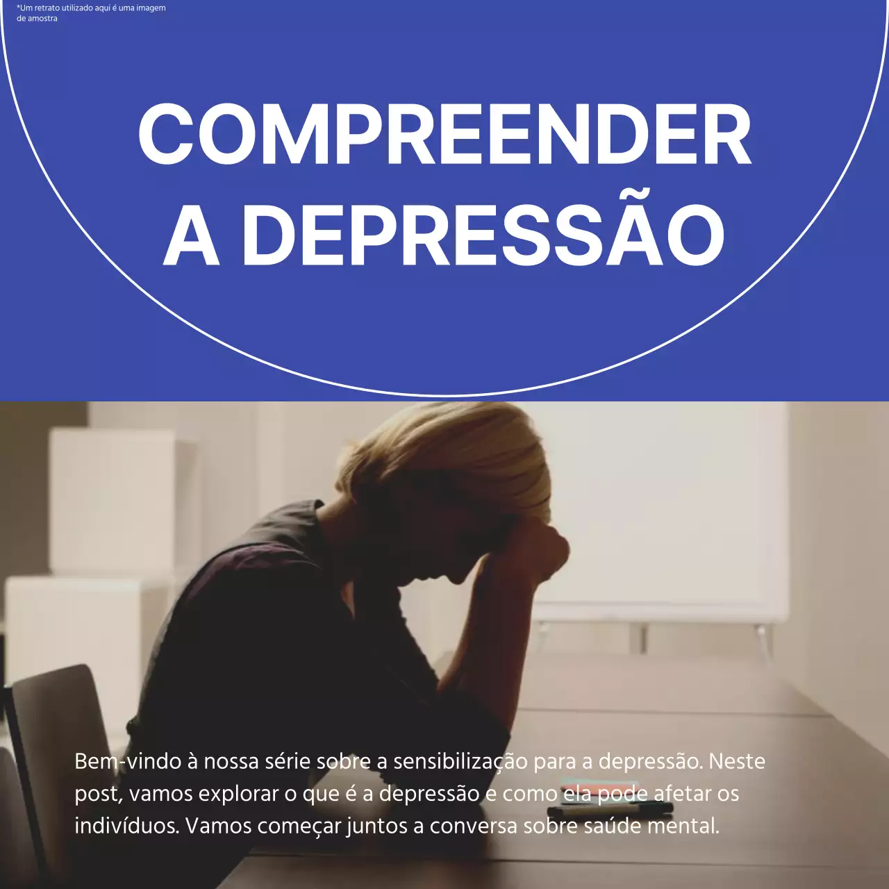 Azul e branco Moderno Compreender a depressão Introdução