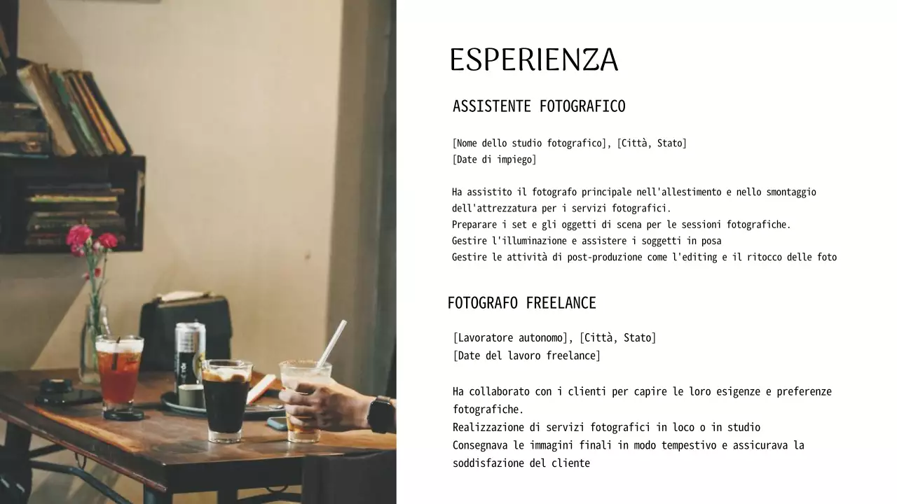 Portafoglio di presentazione del fotografo moderno in bianco e nero