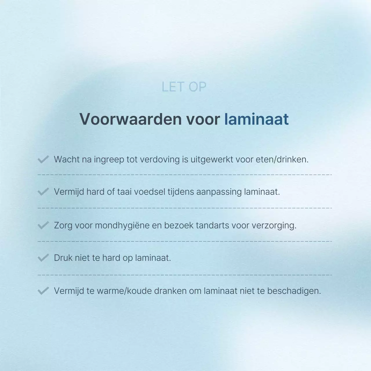 Eenvoudige tandheelkunde in wit en lichtblauw om de informatiegids voor ziekenhuisprocedures te promoten