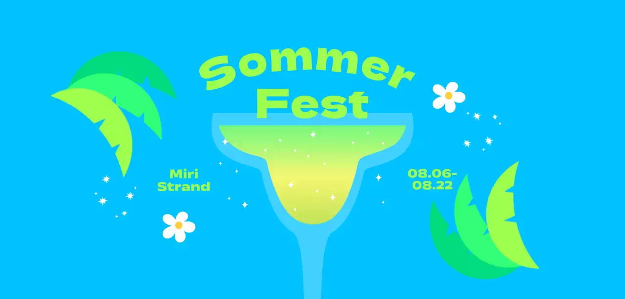 Ein kühles und erfrischendes Sommerfest mit Palmen und Blumen