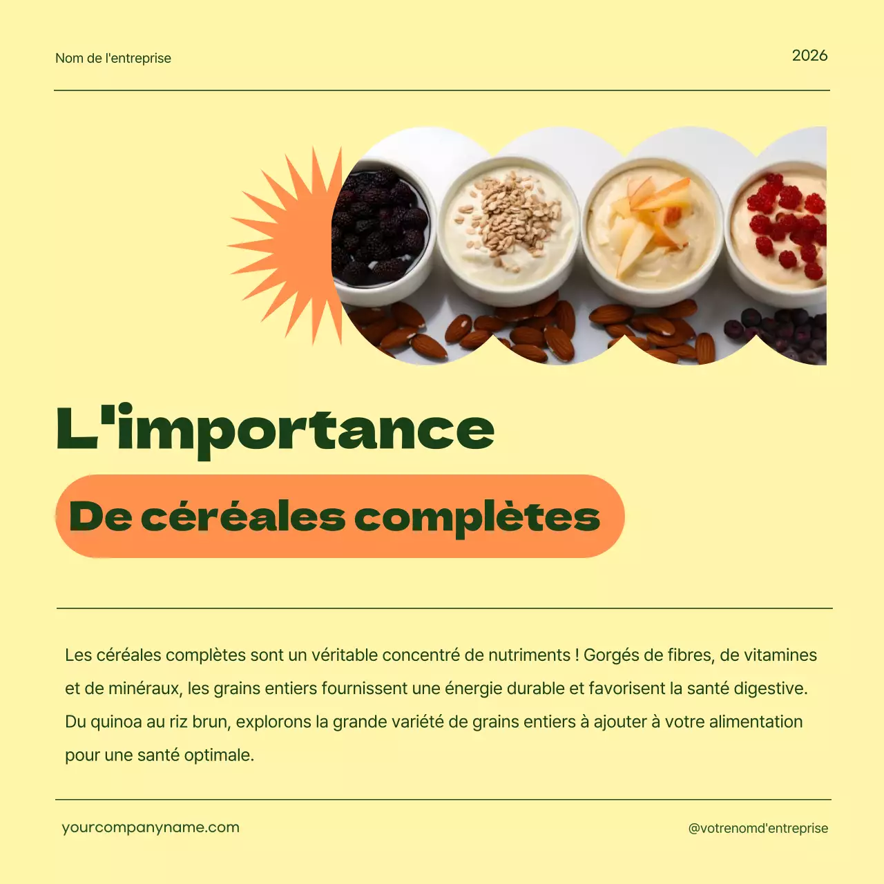 Vert Jaune Géométrique Alimentation saine Instructions de régime