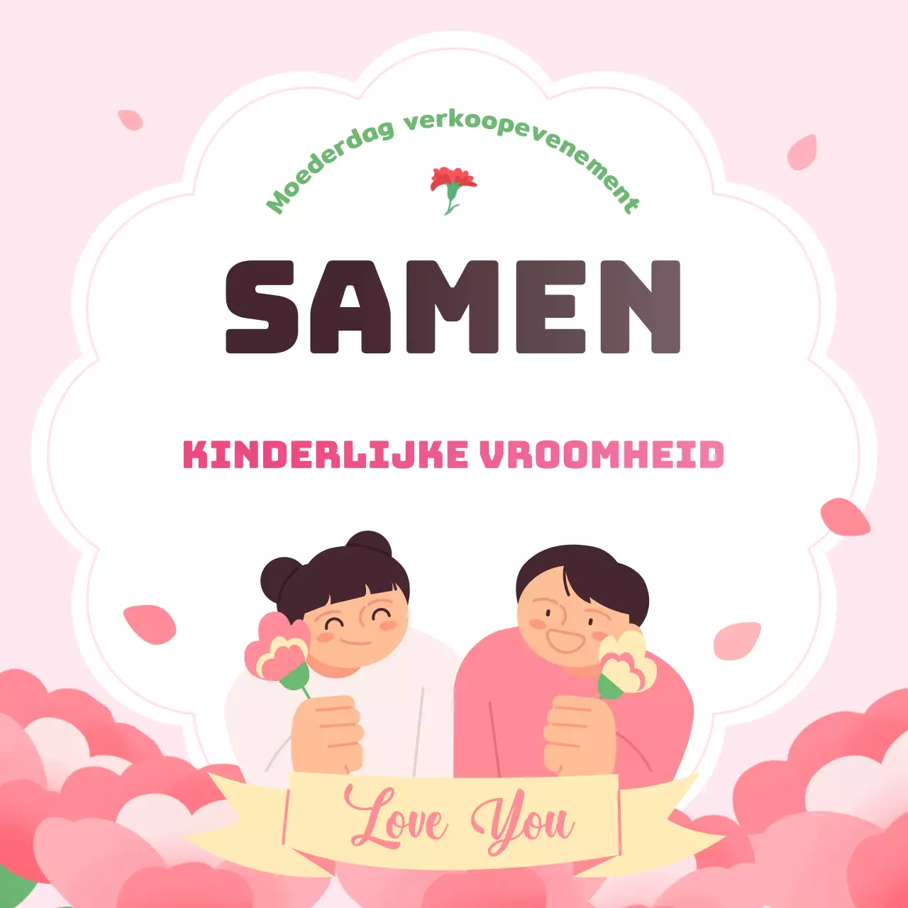 Promoot een roze en wit Moederdag-evenement