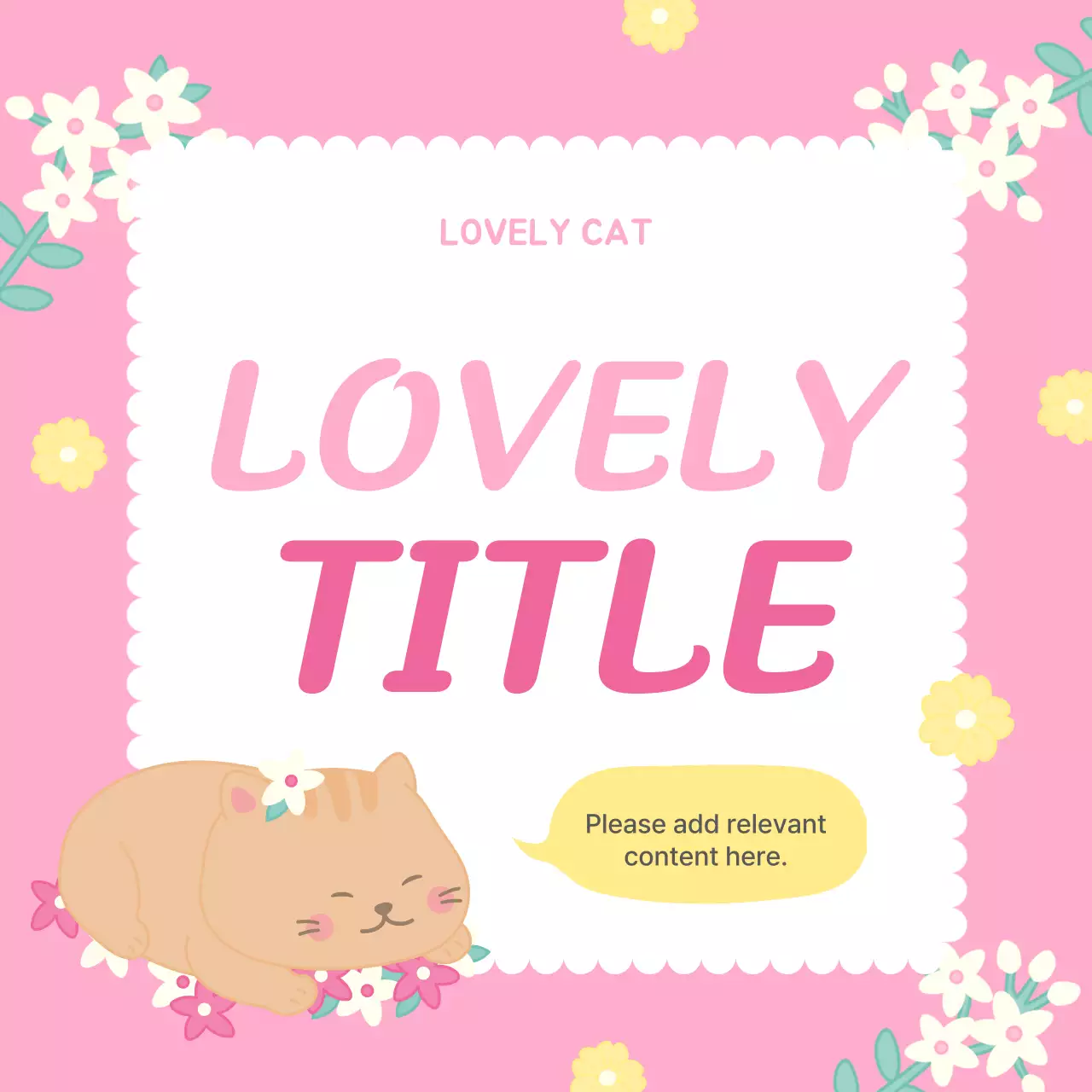 Pink Cute Cat Invitation Instagram Carousel
