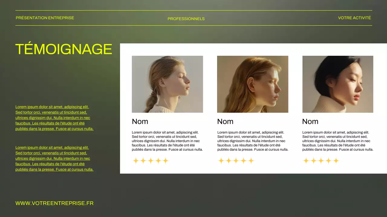 Présentation d'entreprise verte et noire