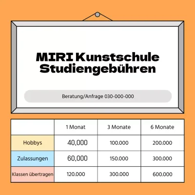 Ein einfacher, orange-grauer Leitfaden für Schulgebühren