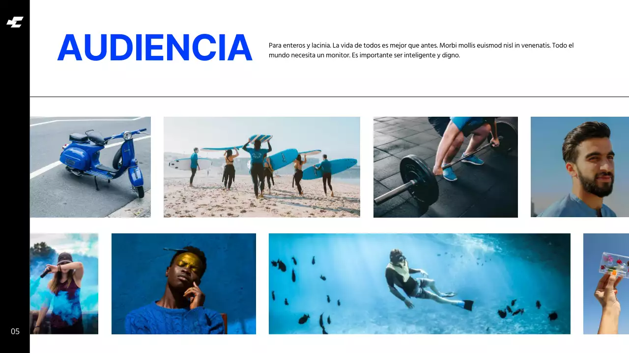 Blanco Azul Negrita Tono frío Limpio Directrices de identidad de marca Instrucciones