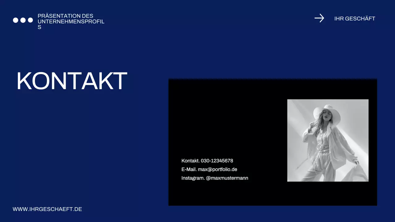 Blaues und schwarzes Minimal Business Profil