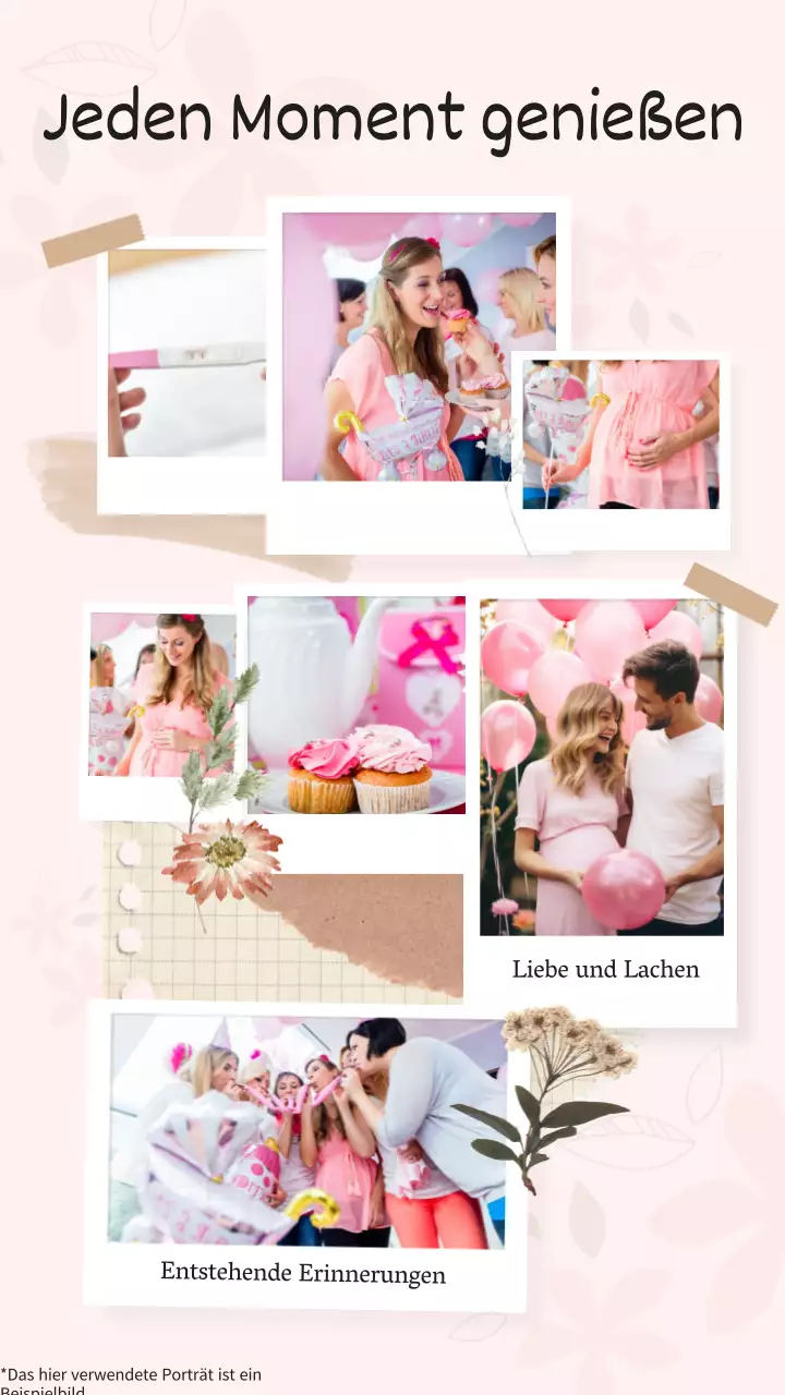 Rosa und Weiß Moderne Schwangerschaft Moment Feier Memo