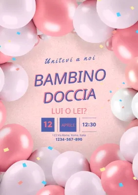 Invito alla festa del bebè con rivelazione di genere rosa e blu