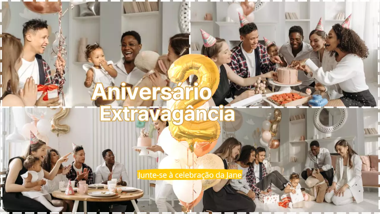 Vídeo de aniversário simples amarelo