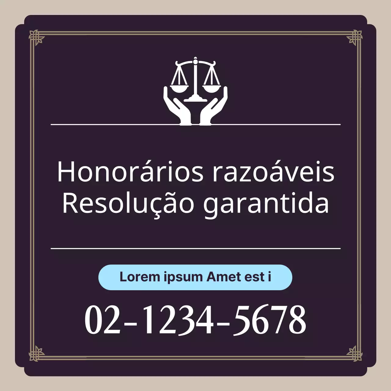 Promover um serviço de aconselhamento jurídico de luxo em bege e roxo