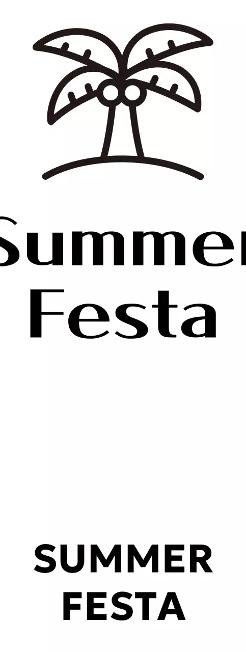 Festival musim panas yang semilir dengan ilustrasi pohon palem