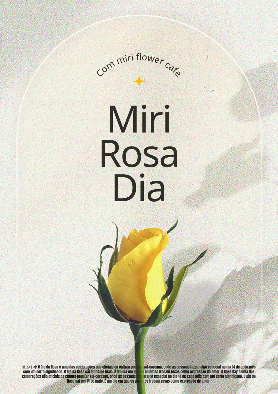 Cartaz promocional do Simple Rose Day em amarelo e bege