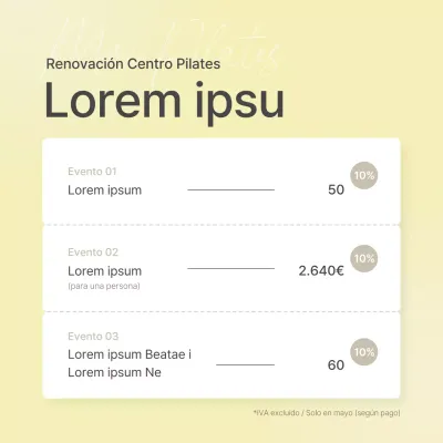 Promueva una moderna venta de Pilates en beige y amarillo