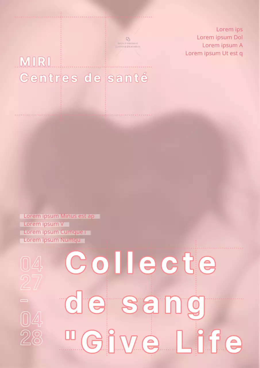 Affiche simple rose et blanche pour le don de sang dans un centre de santé