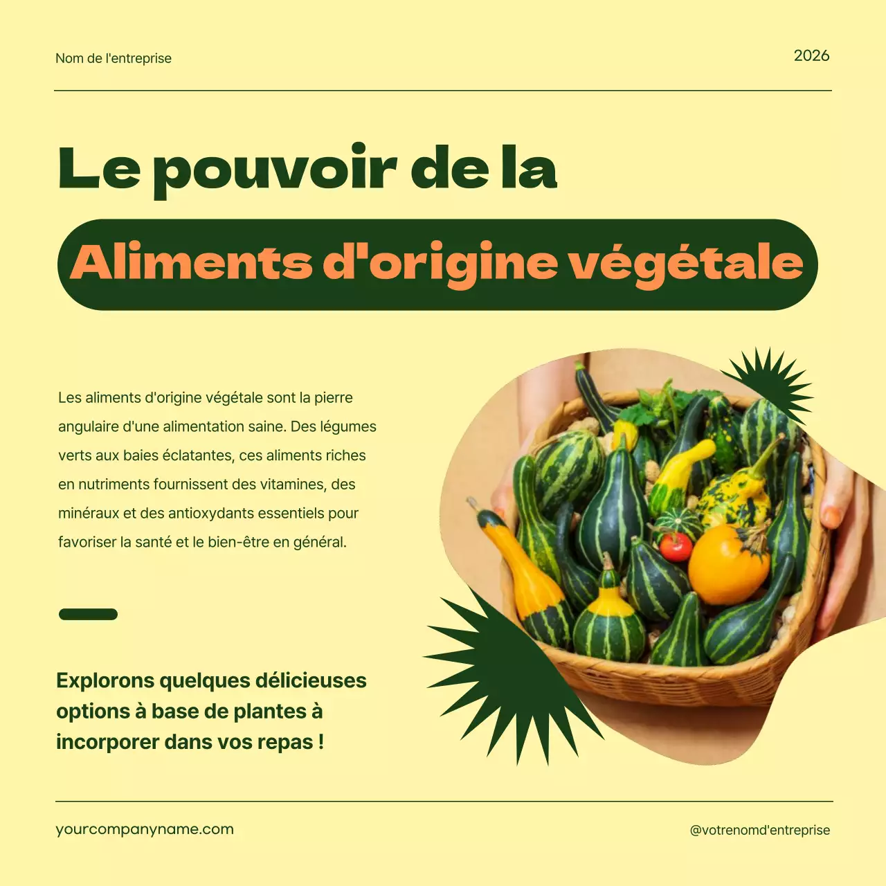 Vert Jaune Géométrique Alimentation saine Instructions de régime