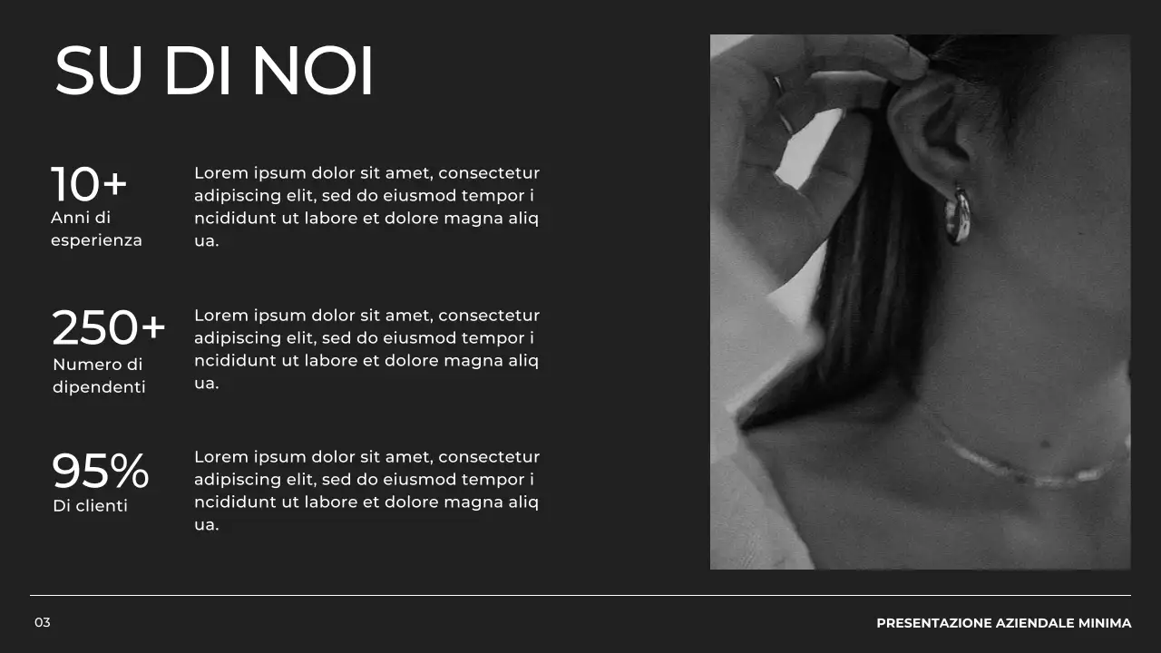 Profilo aziendale minimale in bianco e nero Presentazione del prodotto