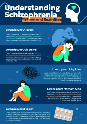 Blauer und weißer Flyer mit modernen Gesundheitsinformationen
