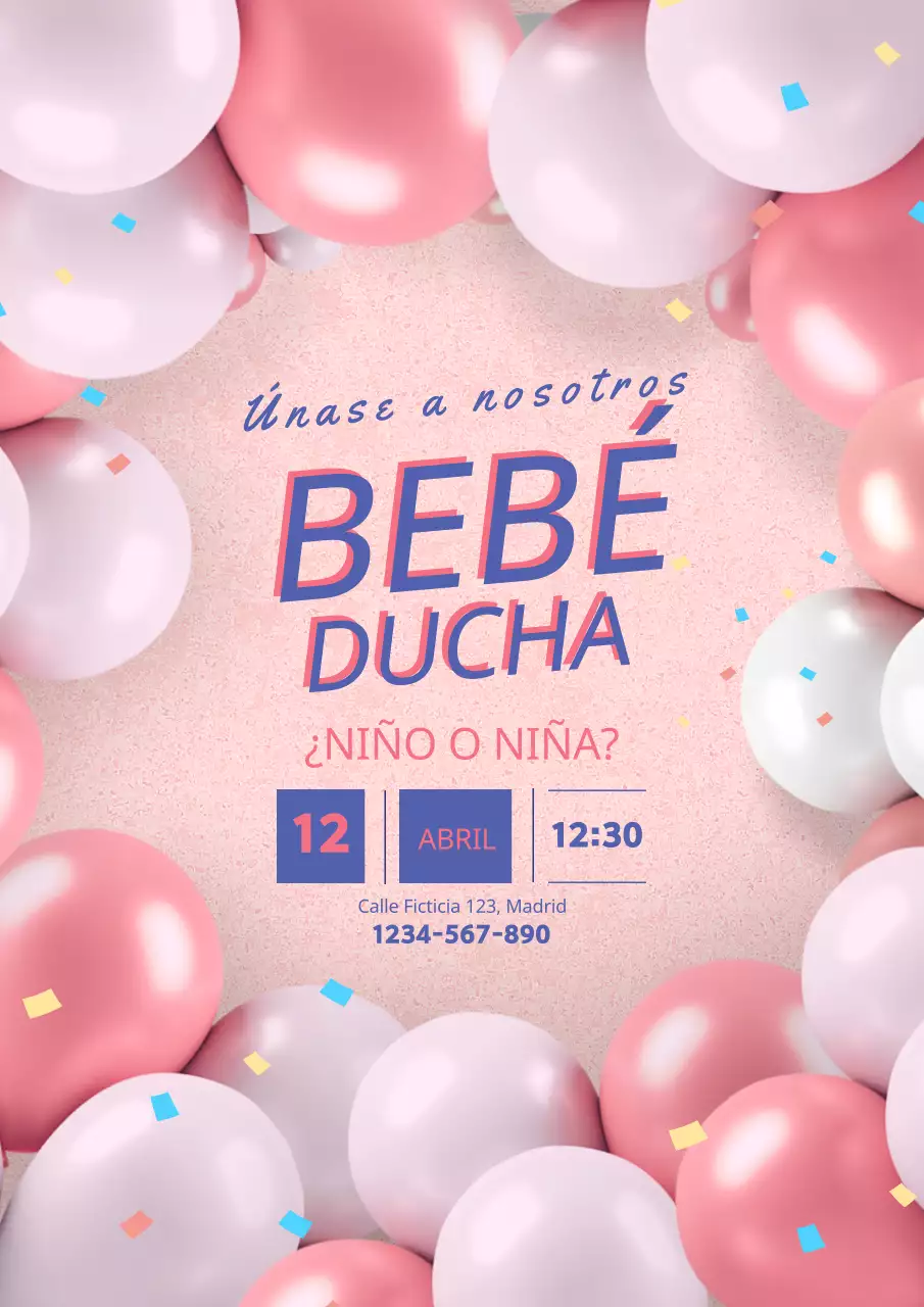 Invitación rosa y azul para la fiesta del bebé