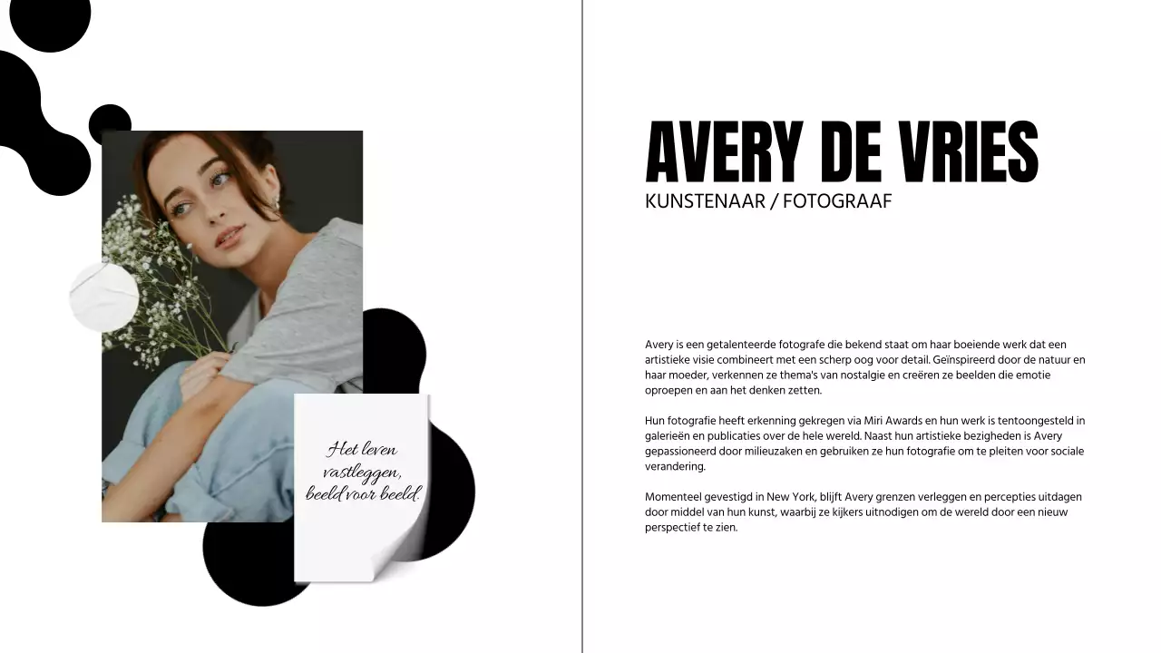 Zwart-wit moderne fotograaf introductie portfolio