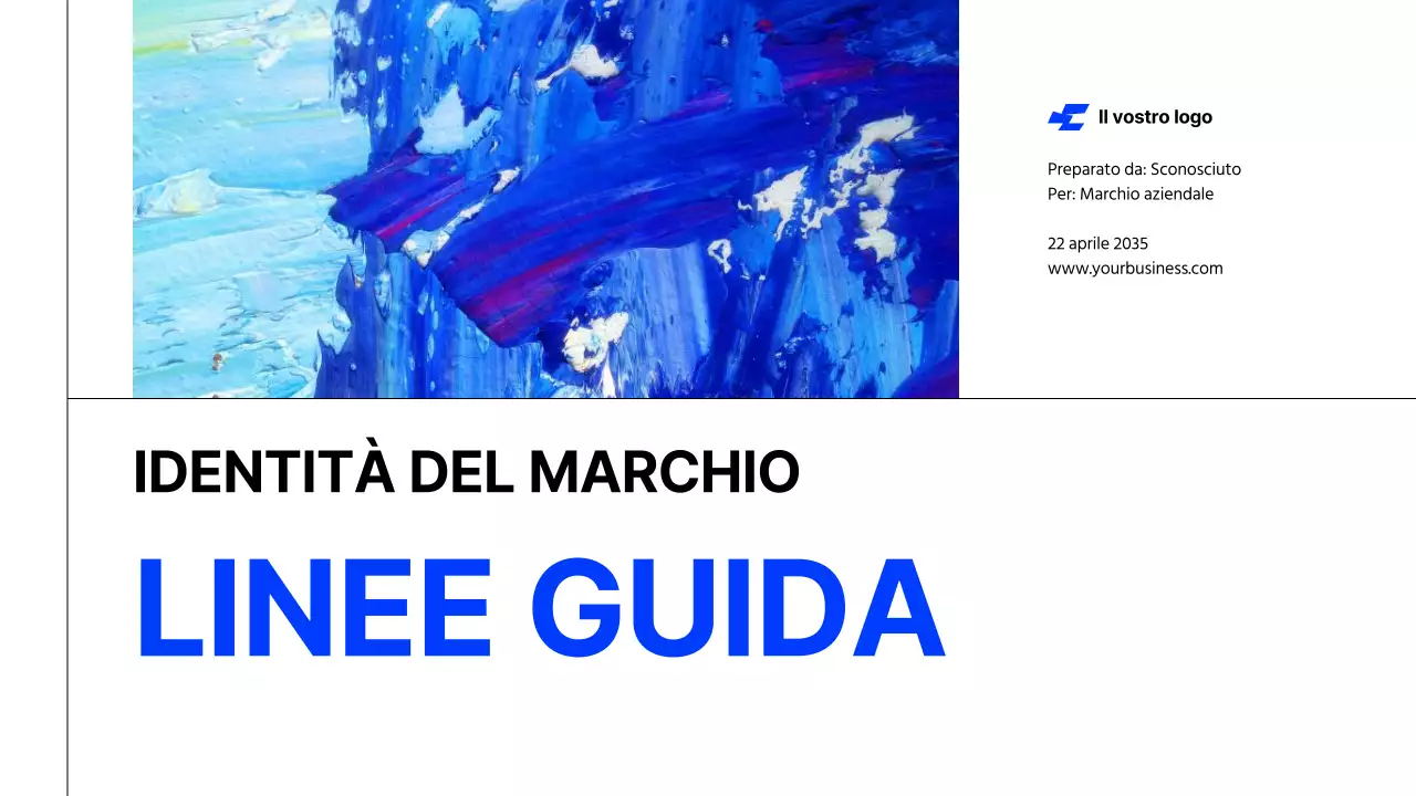 Bianco Blu Grassetto Tono freddo Pulito Linee guida dell'identità del marchio Istruzioni