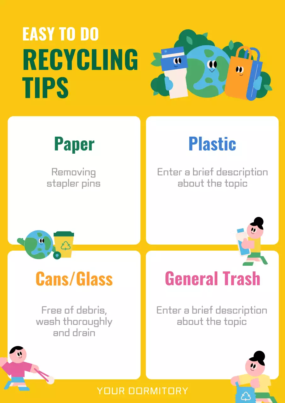 A kitschy yellow and green recycling post