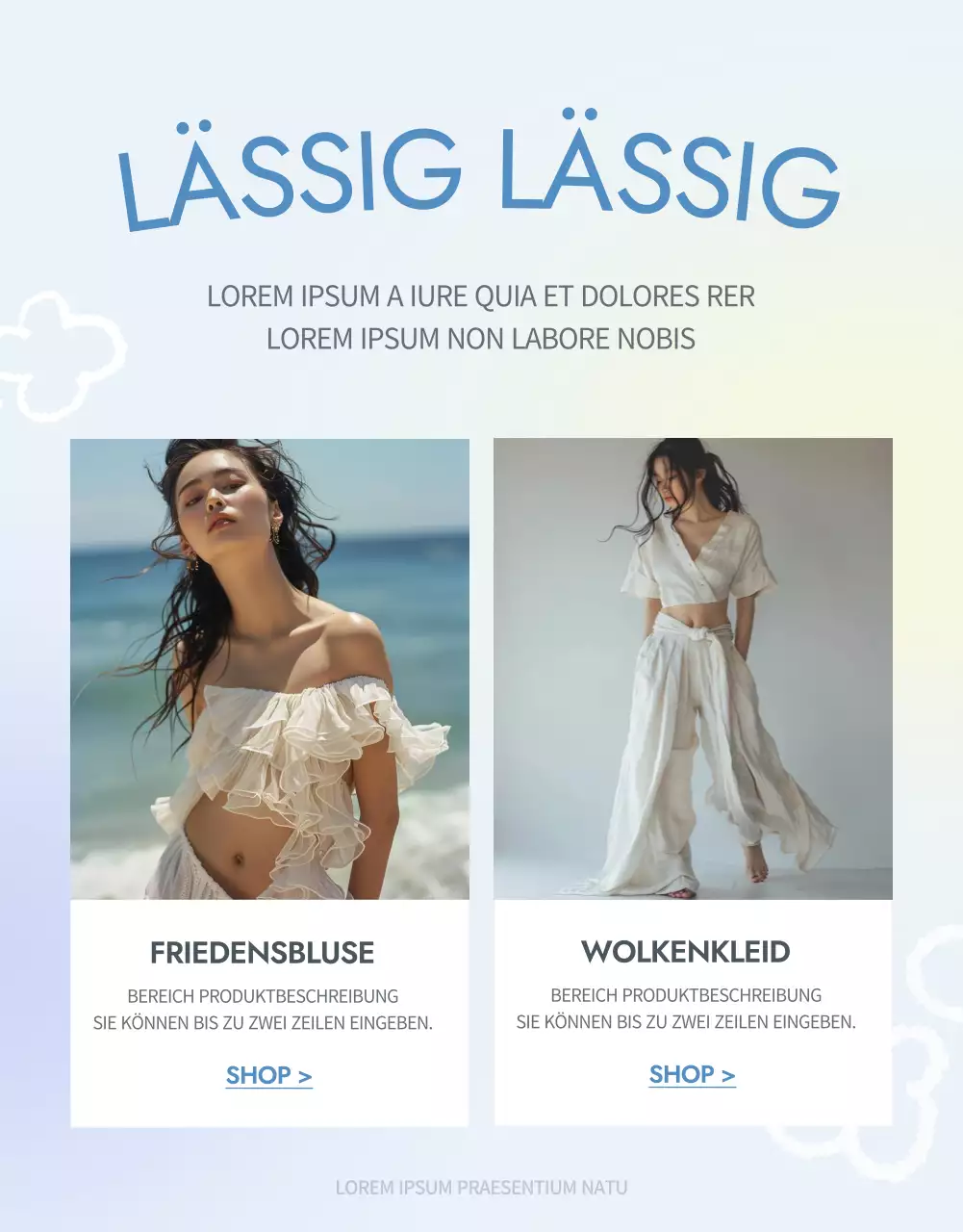 Eine einfache Sommerpromotion in Hellblau und Gelb