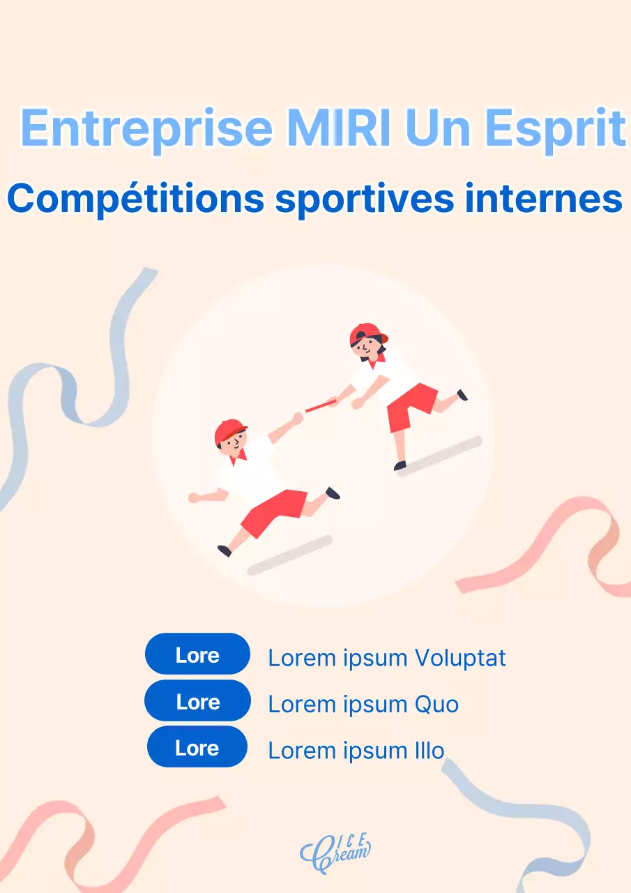 Un flyer simple pour une journée sportive d'entreprise en bleu et beige