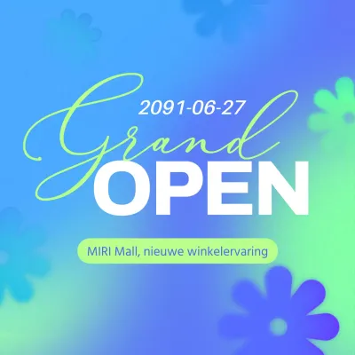 Minimalistische open promotie in blauw en chartreuse