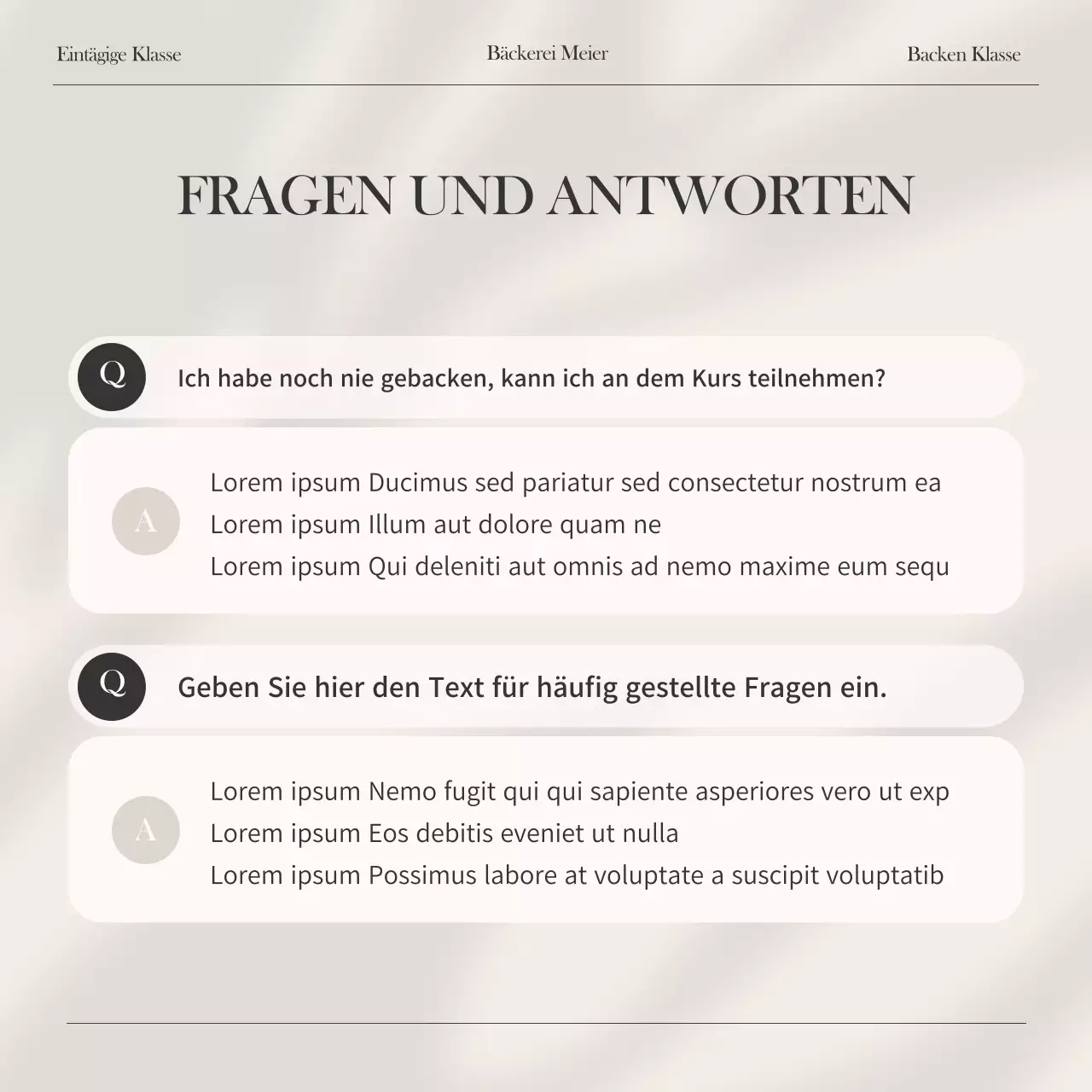 Förderung eines modernen eintägigen Kurses in Elfenbein und Schwarz
