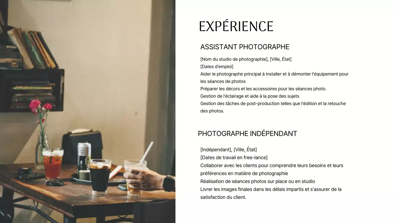 Photographe moderne en noir et blanc Introduction Portfolio