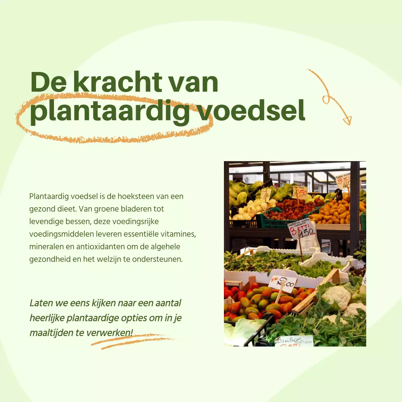 Groene en Oranje Moderne Gids voor Gezonde Voeding