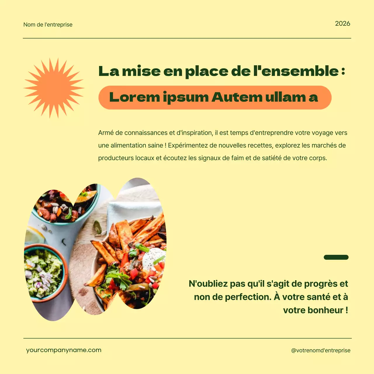 Vert Jaune Géométrique Alimentation saine Instructions de régime