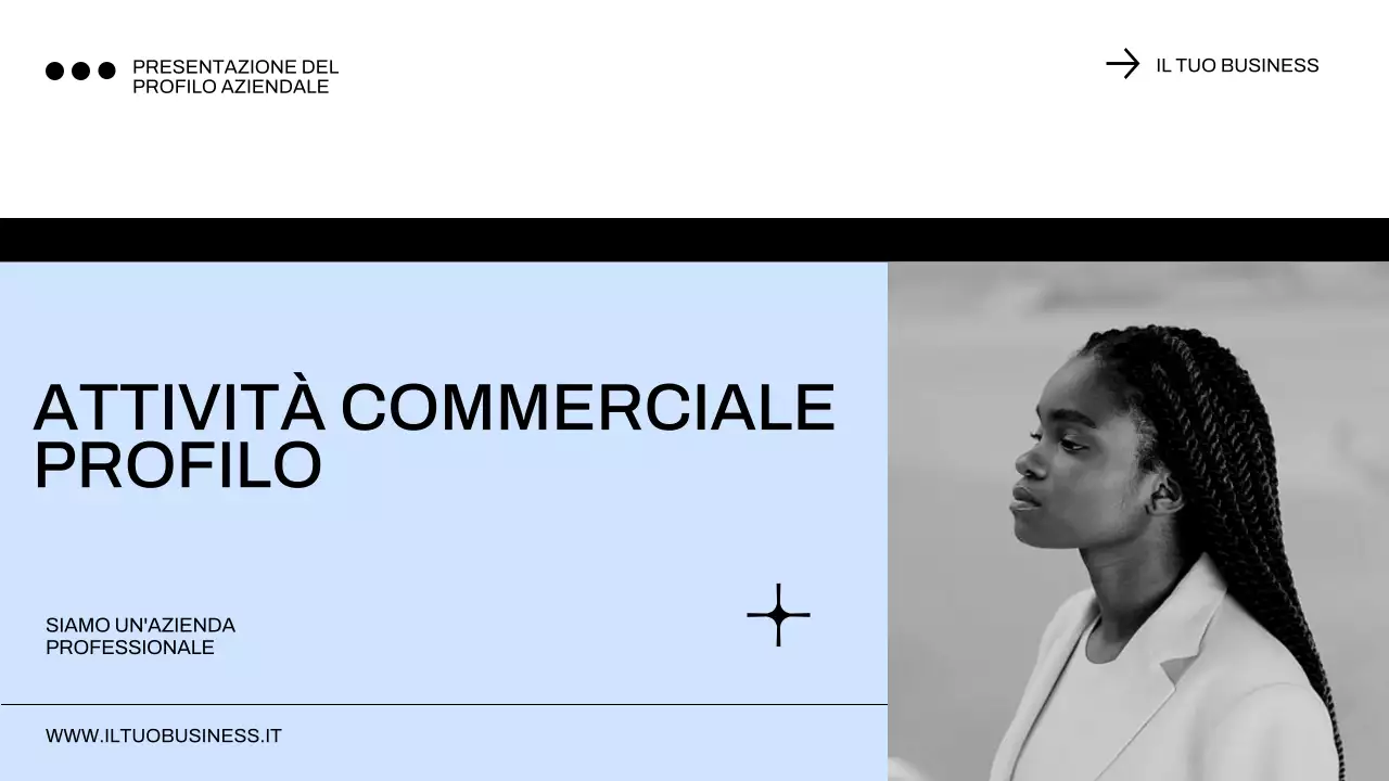 Profilo aziendale minimale blu e nero