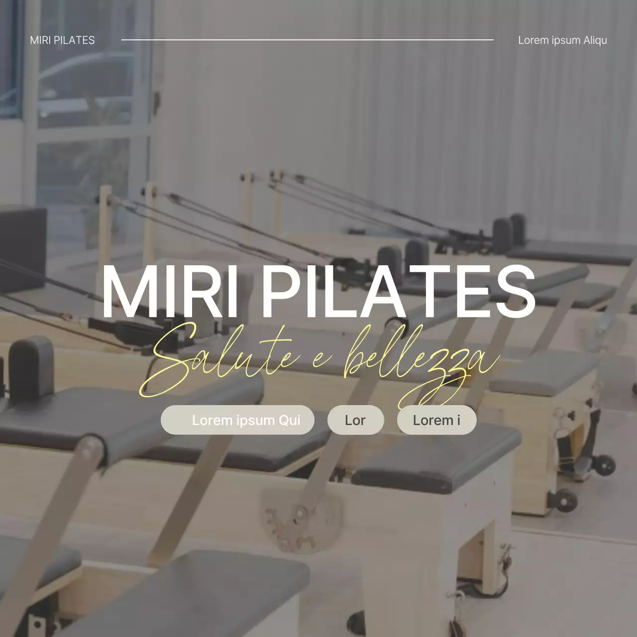 Promuovere l'introduzione di un moderno centro di social media marketing di Pilates in beige e giallo