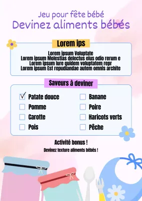Invitation au jeu de la douche de bébé avec tendance bleue et violette
