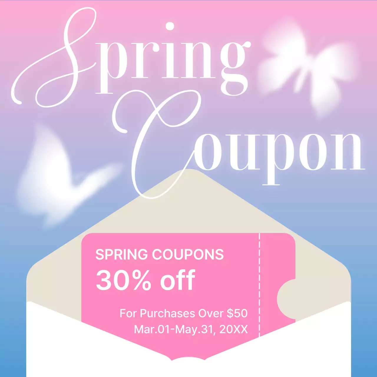 Pink Elegant Coupon Promotion Social Media Post