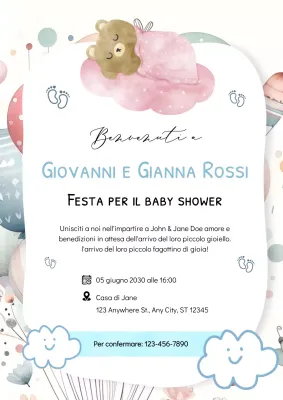 Pannello per cartellone Baby Shower semplice bianco e blu