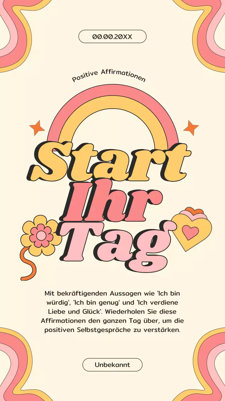 Yellow Retro Positive Affirmationen für Selbstwachstum