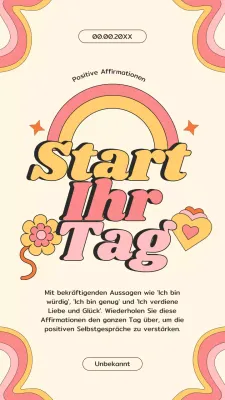 Yellow Retro Positive Affirmationen für Selbstwachstum