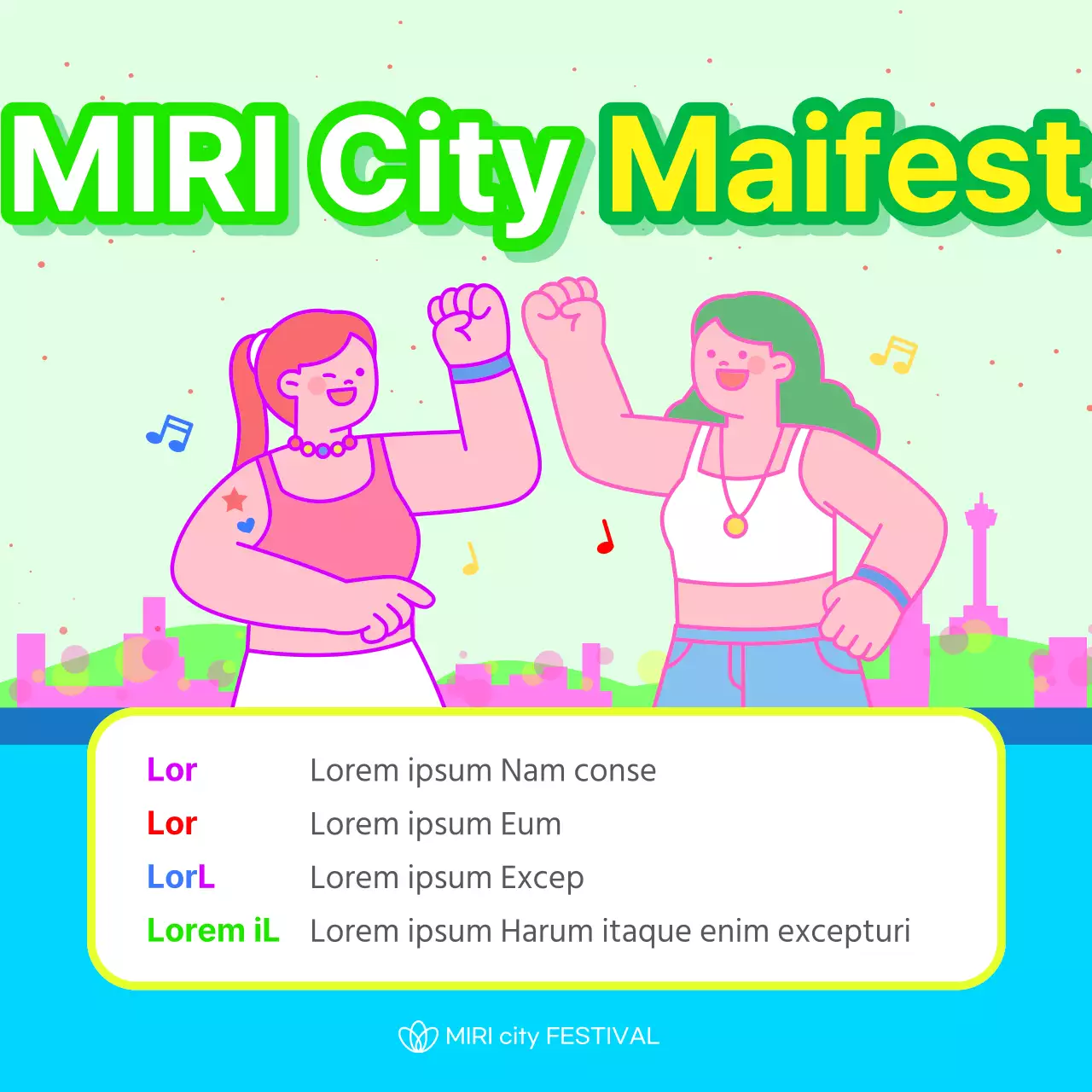 Kitschiger Festival-Flyer in Grün und Gelb