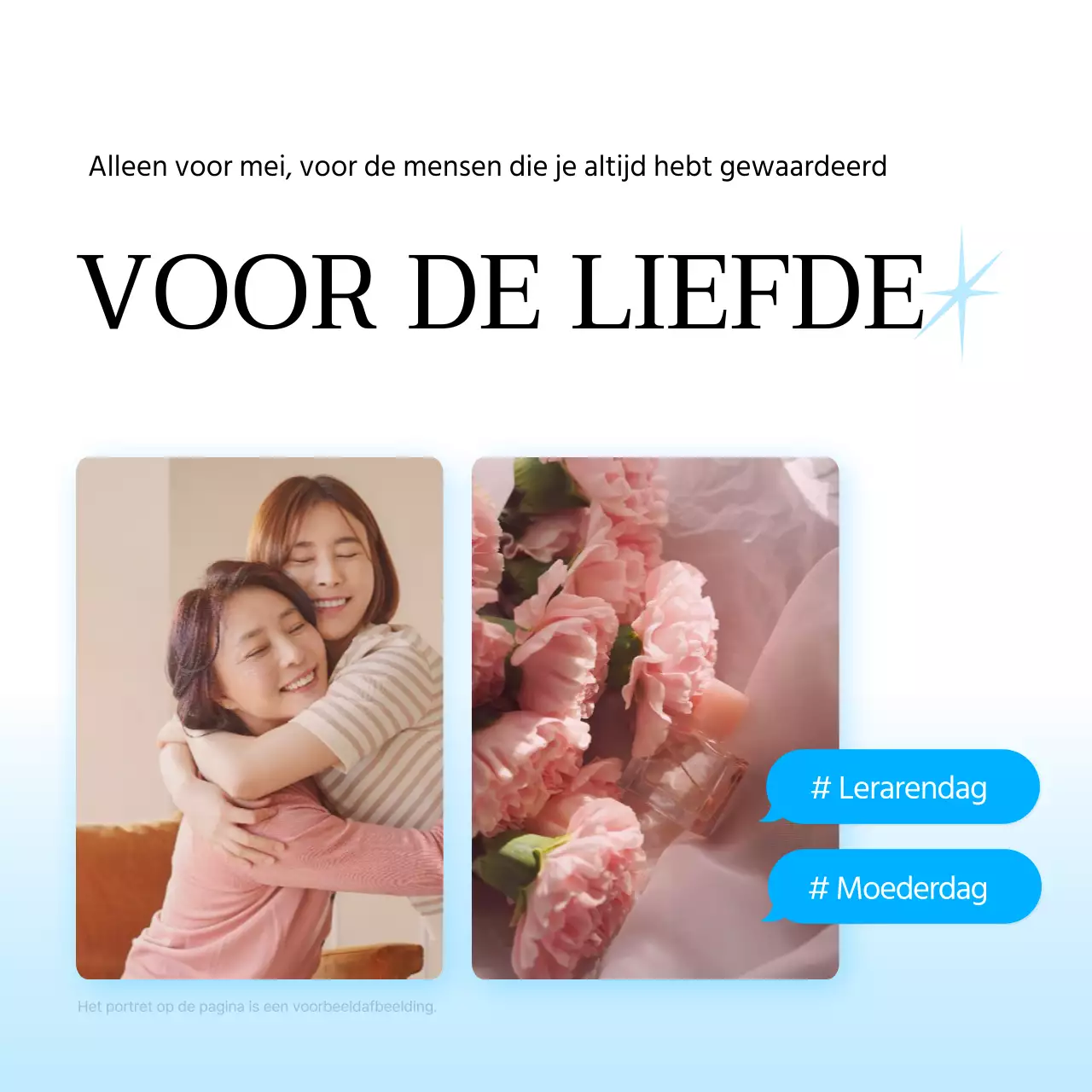 Promoot een moderne feed voor sociale-mediamarketing in lichtblauw en rood