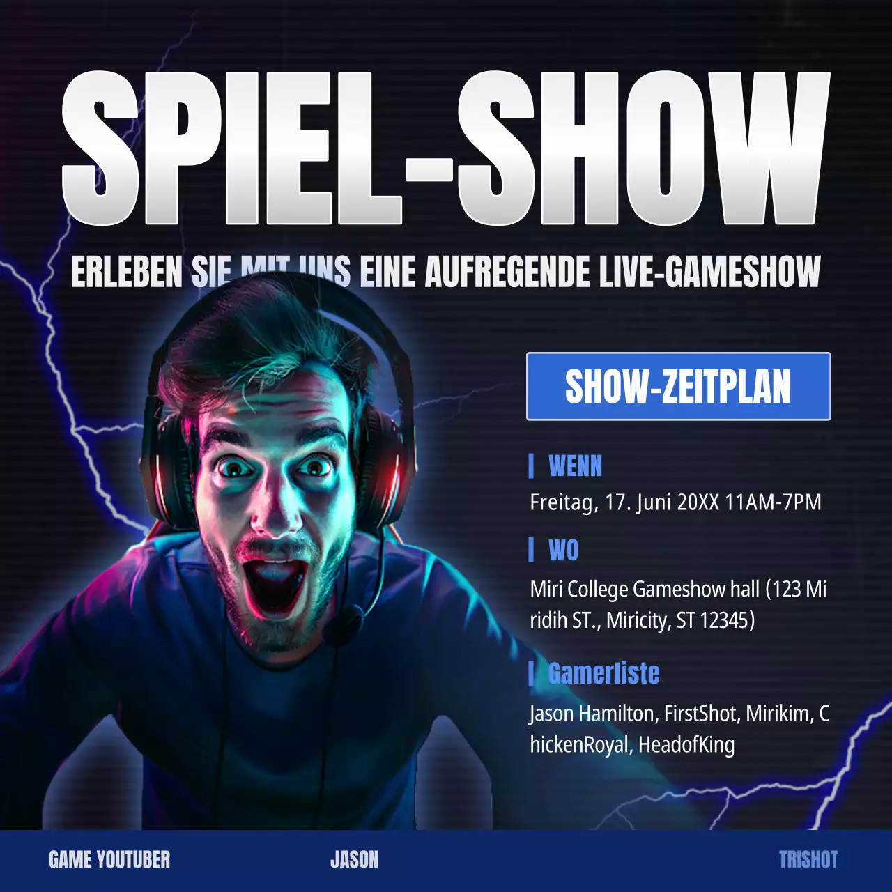 Werbung für die Navy und Black Cyber Games Live Show