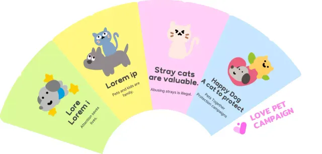 Pet advocacy campaigns with animal illustrations and colorful colors