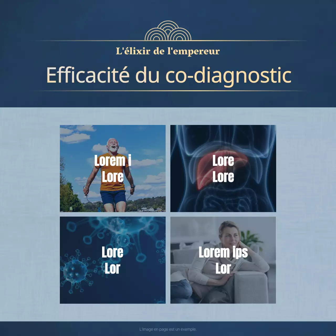 Publicité pour les médicaments traditionnels à base de plantes pour la fête des mères, en bleu marine et or