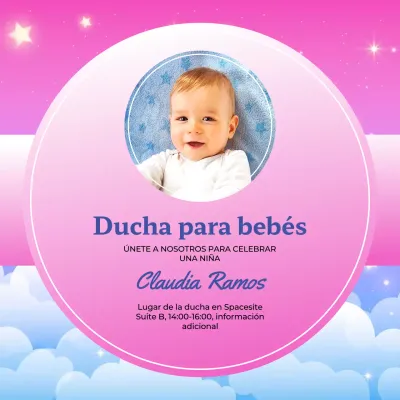 Invitación Baby Shower Celestial Rosa