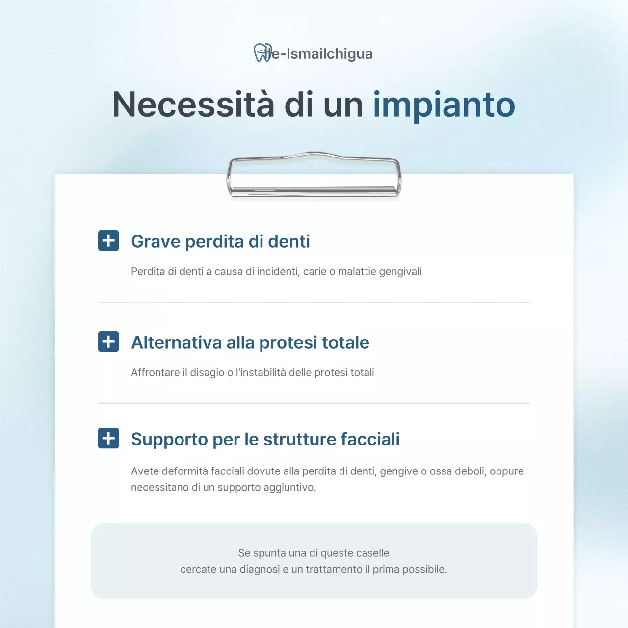 Una lista di controllo ospedaliera per la promozione di uno studio dentistico semplice di colore bianco e azzurro